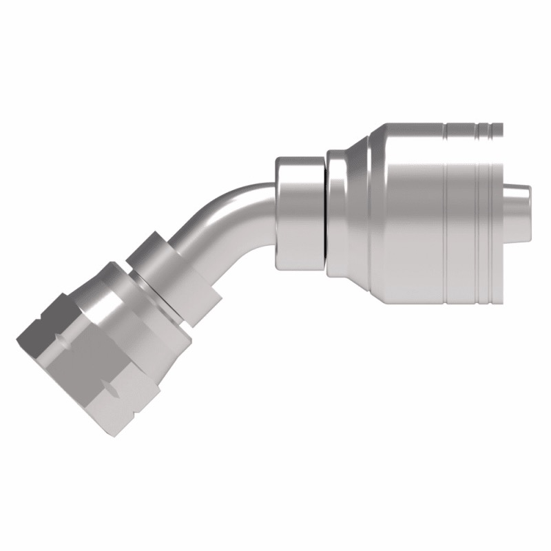 Raccord pivotant (swivel) 3/8 boyau X 3/8 F-SAE45 45 deg (pour boyaux H280, H290, H039, EC215)