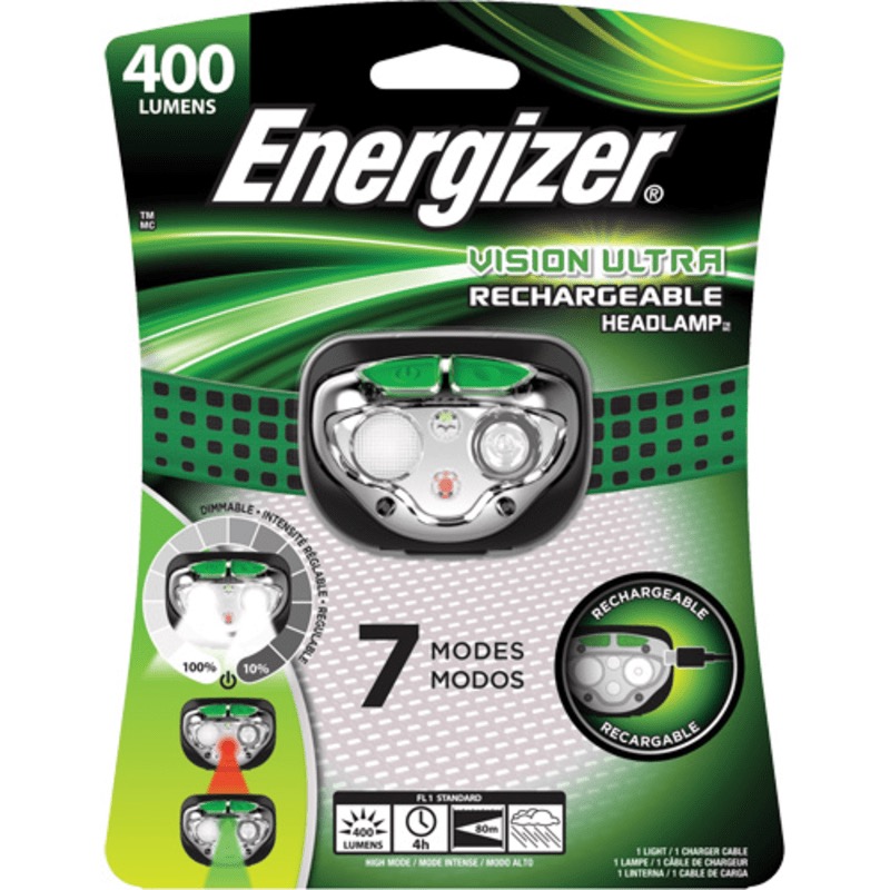 Lampe frontale Energizer® Vision Ultra rechargeable à DEL 400 lumens