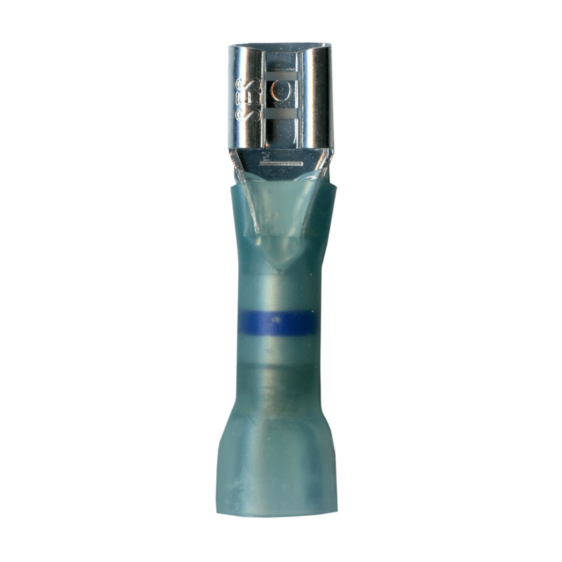 Solder and seal female quick disconnect terminal 16-14 GA X 0.250 blue