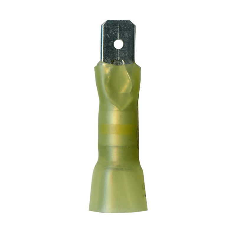Crimp solder and seal male quick disconnect terminal 12-10 GA X 0.250 yellow