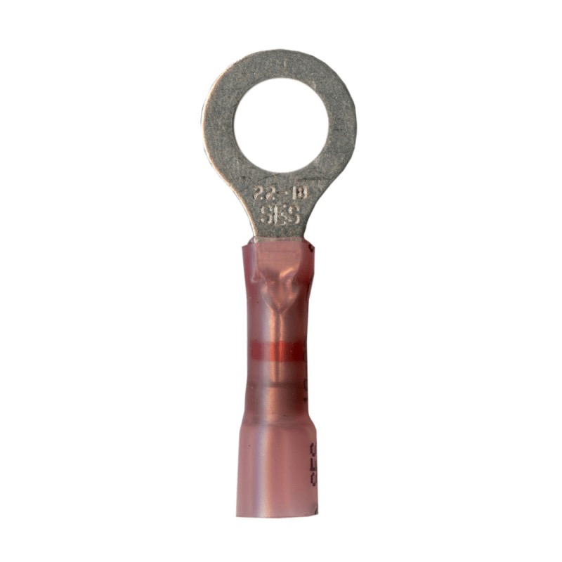 Solder and seal ring terminal 20-18 GA X #6 red