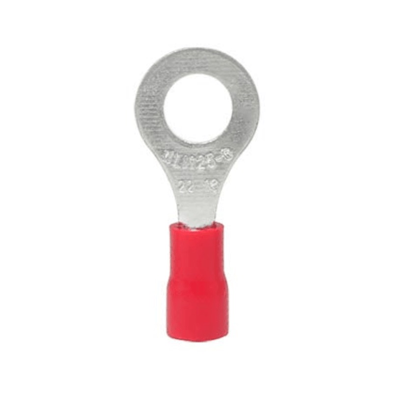 PVC insulated ring terminal 8 GA X #10 red