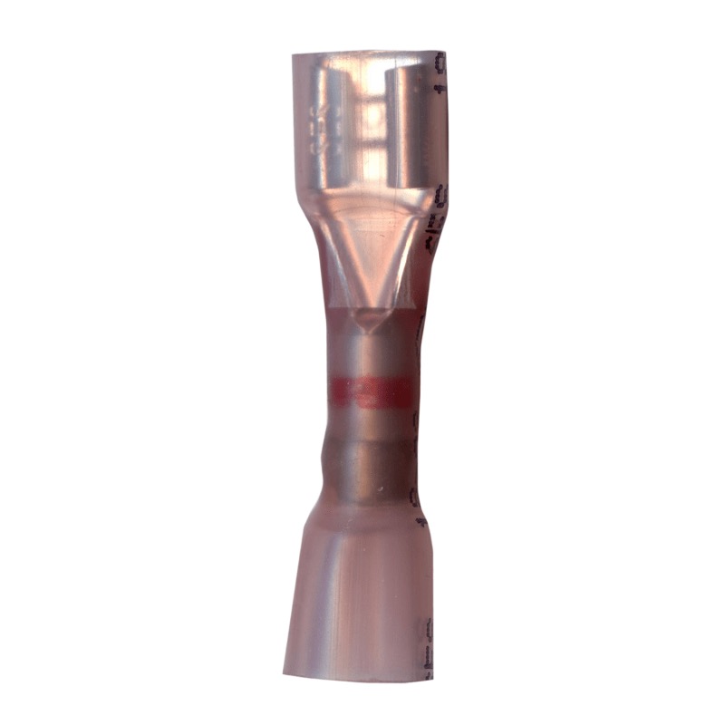 Fully insulated crimp solder and seal female quick disconnect terminal 20-18 GA X 0.250 red