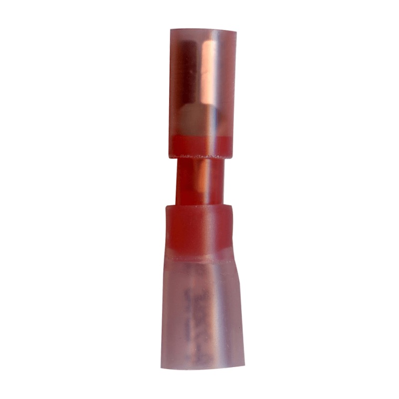 Fully insulated crimp and seal female bullet terminal 22-18 GA X 0.180 red