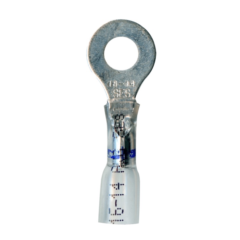Crystal Clear crimp and seal ring terminal 16-14 GA X #8 transparent