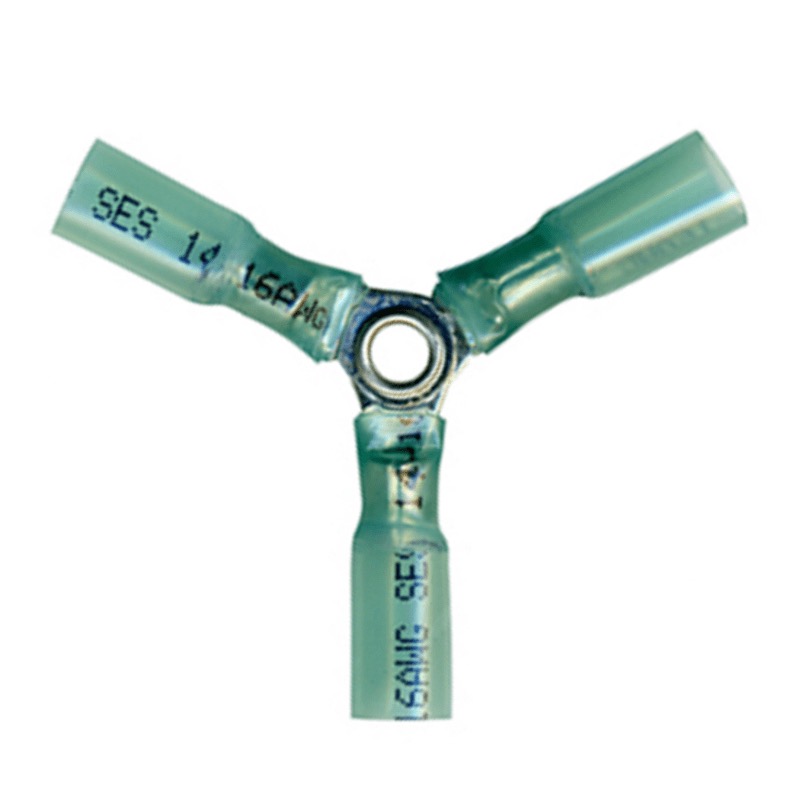 Crimp and seal 3-way splice 16-14 GA blue