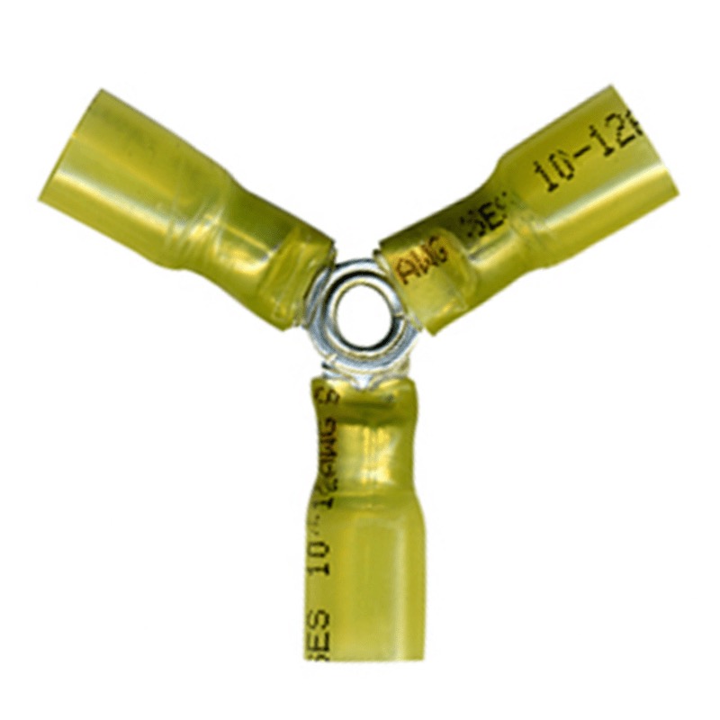 Crimp and seal 3-way splice 12-10 GA yellow