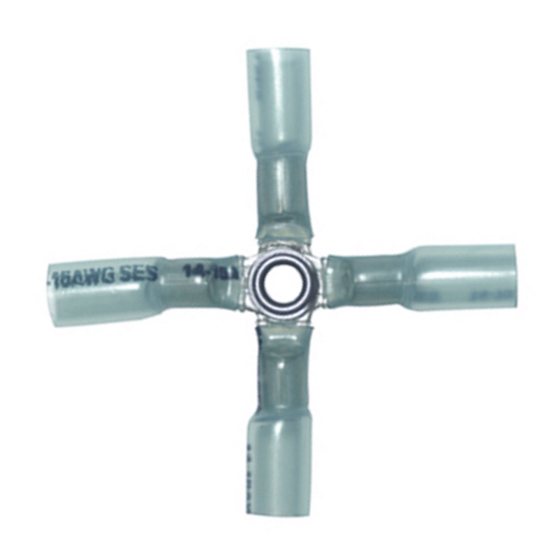 Crimp and seal 4-way splice 16-14 GA blue