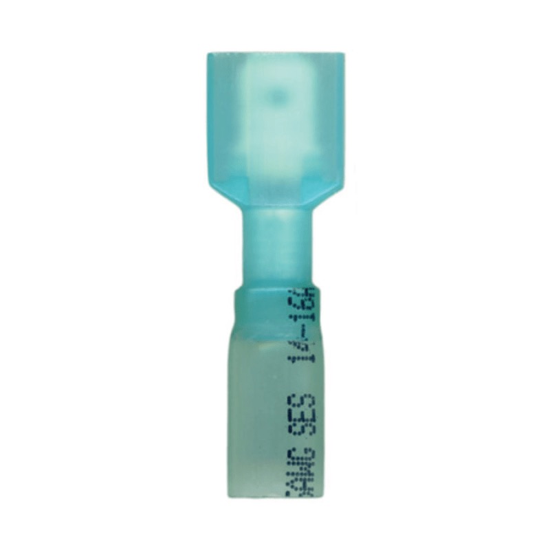 Fully insulated crimp and seal male quick disconnect terminal 16-14 GA X 0.187 blue
