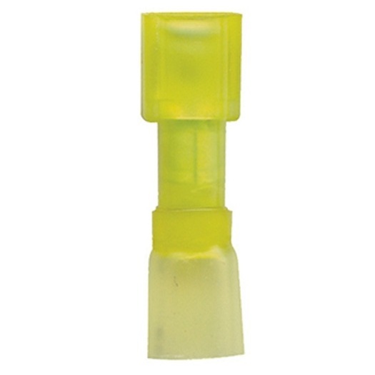 Fully insulated crimp and seal female quick disconnect terminal 12-10 GA X 0.250 yellow style Molex