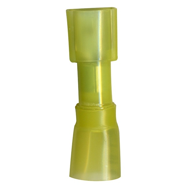 Fully insulated crimp and seal male quick disconnect terminal 12-10 GA X 0.250 yellow style Molex