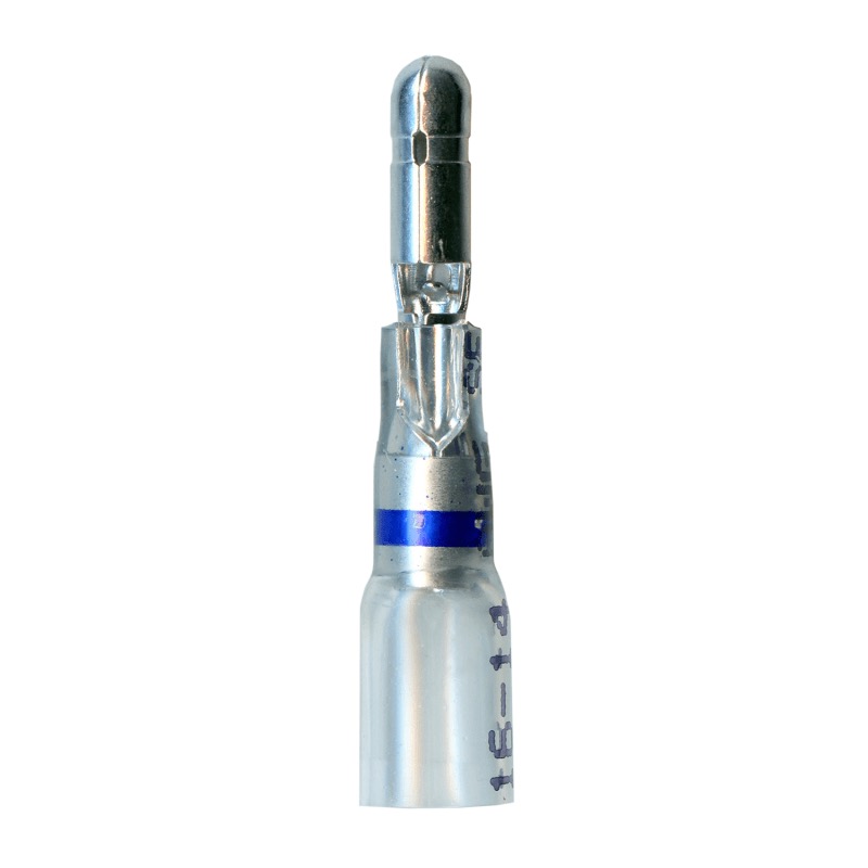Crystal Clear crimp and seal male bullet terminal 16-14 GA X 0.157 transparent