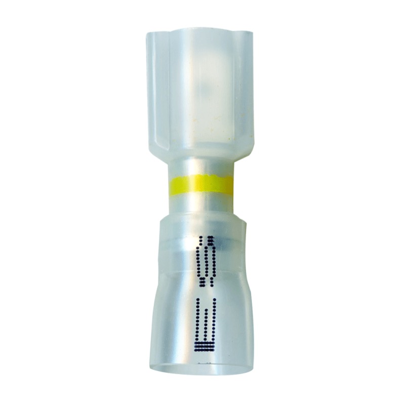Fully insulated Crystal Clear crimp and seal male quick disconnect terminal 12-10 GA X 0.250 transparent