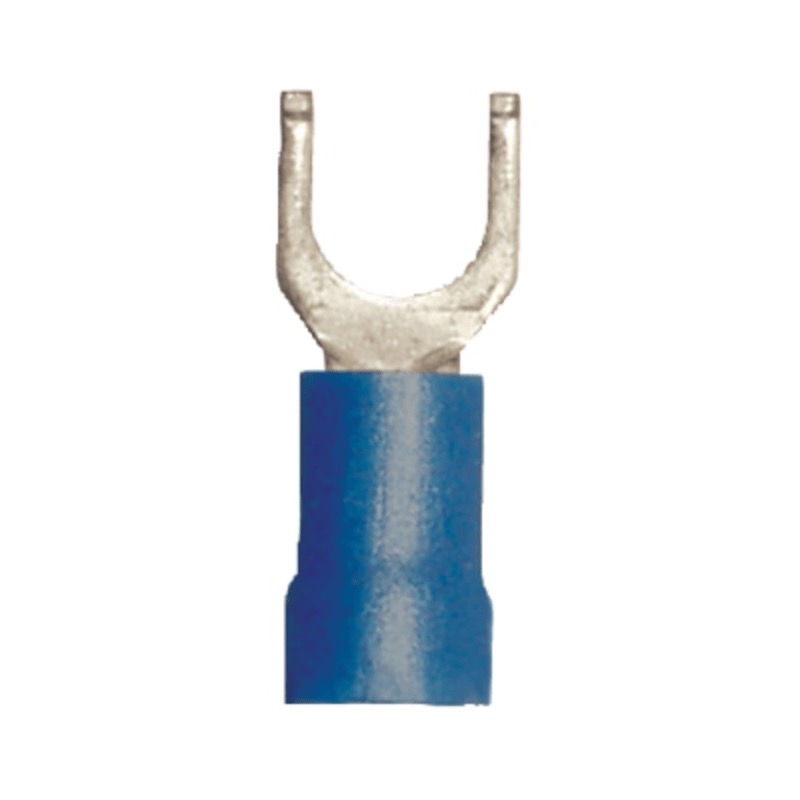 Cosse en U à bouts recourbés isolée en PVC 16-14 GA X #6 bleu
