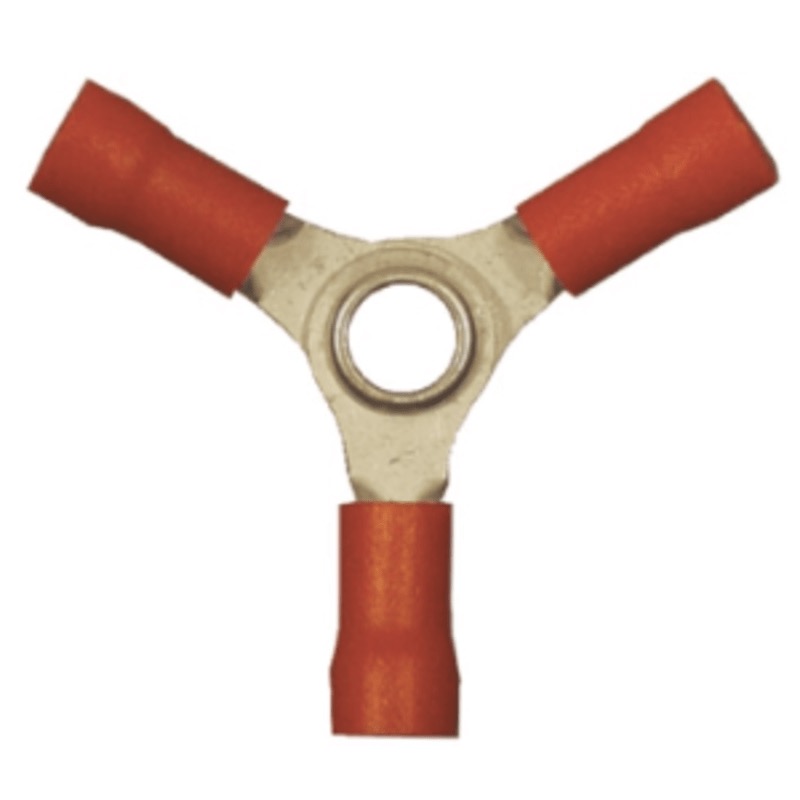 PVC insulated 3-way splice 22-18 GA red