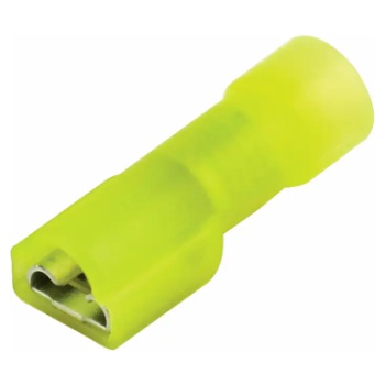 Nylon fully insulated anti-vibration female quick disconnect terminal 12-10 GA X 0.250 yellow