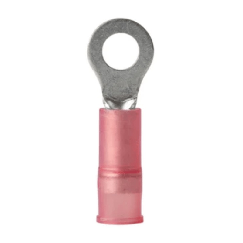 Nylon insulated anti-vibration ring terminal 22-18 GA X #4 red