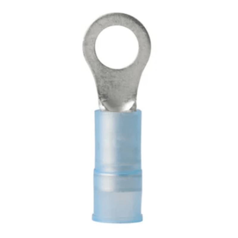 Nylon insulated anti-vibration ring terminal 16-14 GA X #4 blue