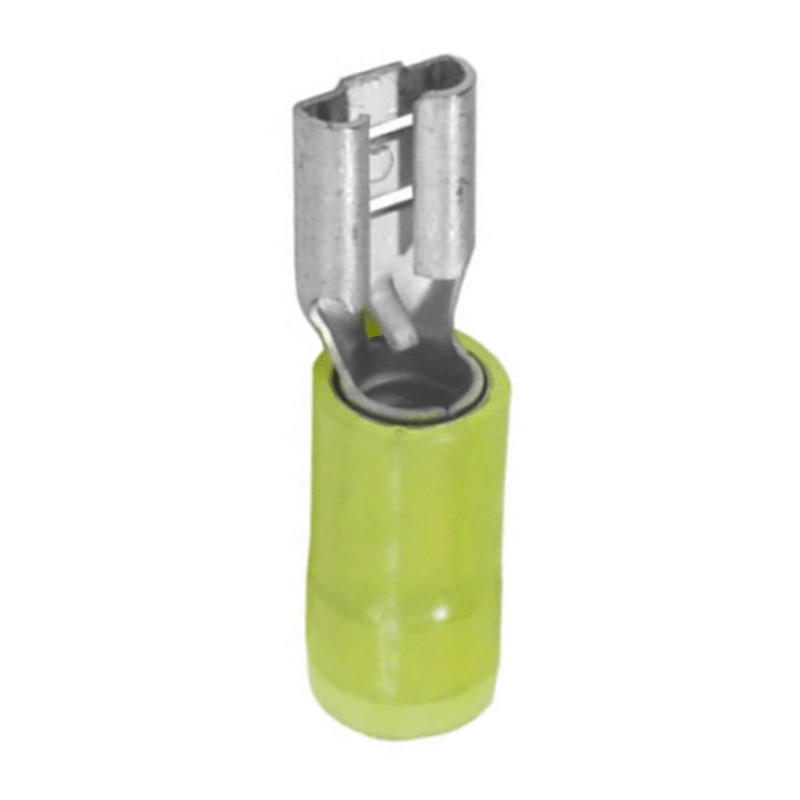 Nylon insulated anti-vibration female quick disconnect terminal 12-10 GA X 0.250 yellow