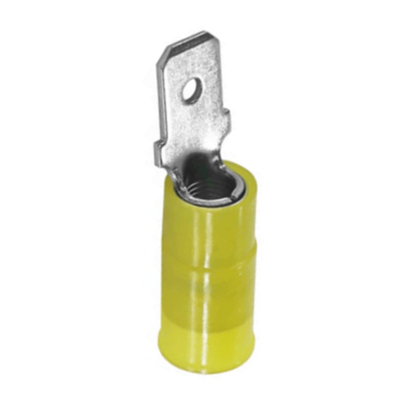 Nylon insulated anti-vibration male quick disconnect terminal 12-10 GA X 0.250 yellow