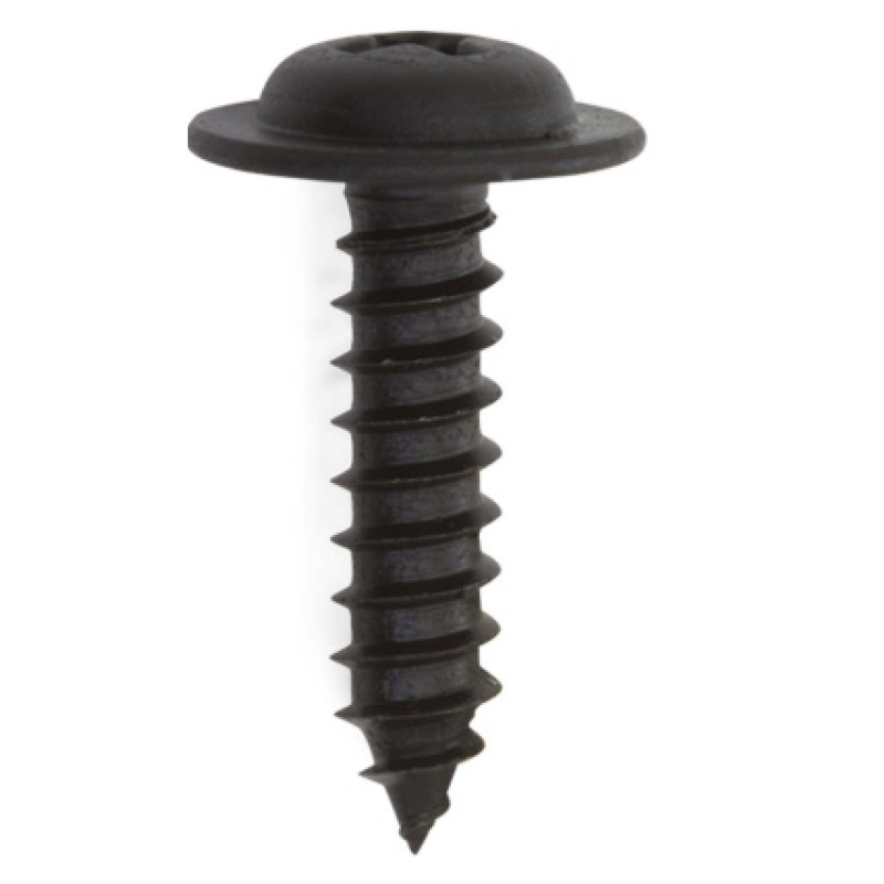Vis à métal tête ronde et rondelle fixe prise Phillips® #6 X 1/2 plaqué noir