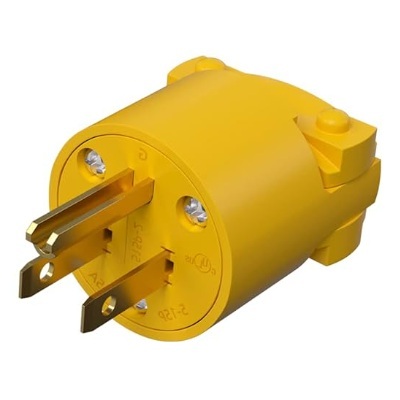 PRISE REMPLACEMENT MALE 3 BRINS JAUNE HD