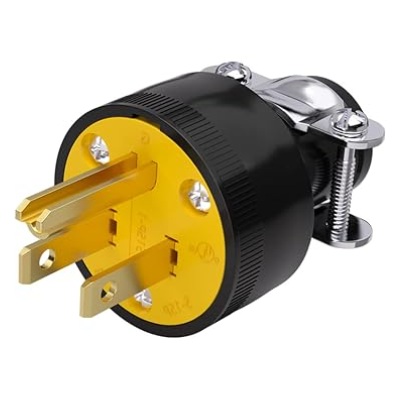 Fiche électrique mâle jaune et noire à 3 contacts