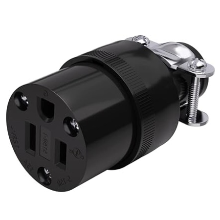Fiche électrique femelle noire à 3 contacts