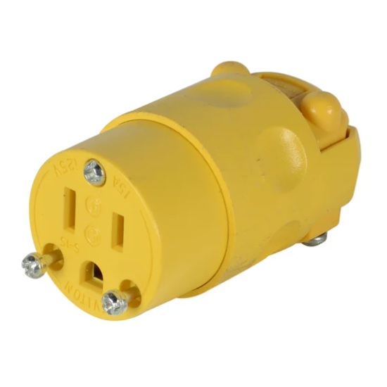 Fiche électrique femelle jaune à 3 contacts Leviton® avec serre-fil intégré