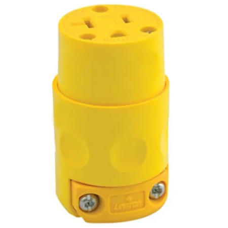 Fiche électrique femelle jaune à 3 contacts Leviton® avec serre-fil intégré