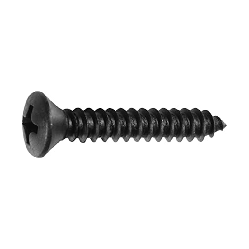 Tapping screw oval head Phillips® drive #4 X 1 black phosphate