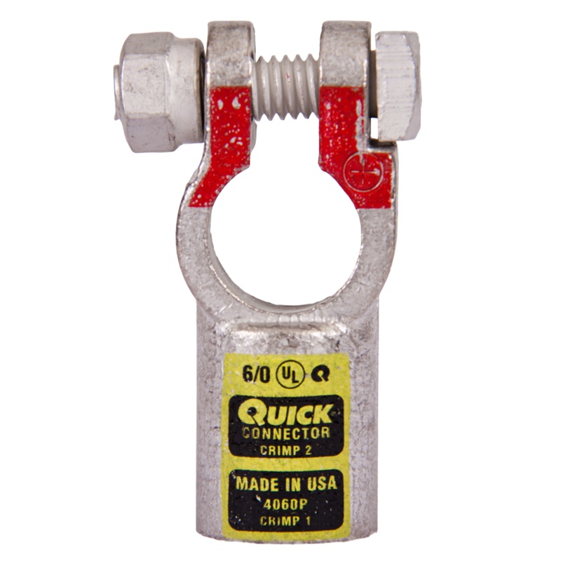 Quick® post battery straight HD terminal 250 MCM positive yellow tin plated copper