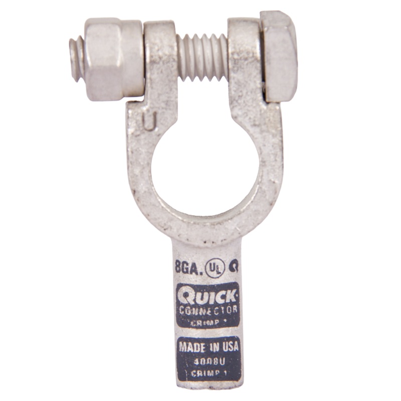 Quick® post battery straight HD terminal 8 GA universal grey tin plated copper