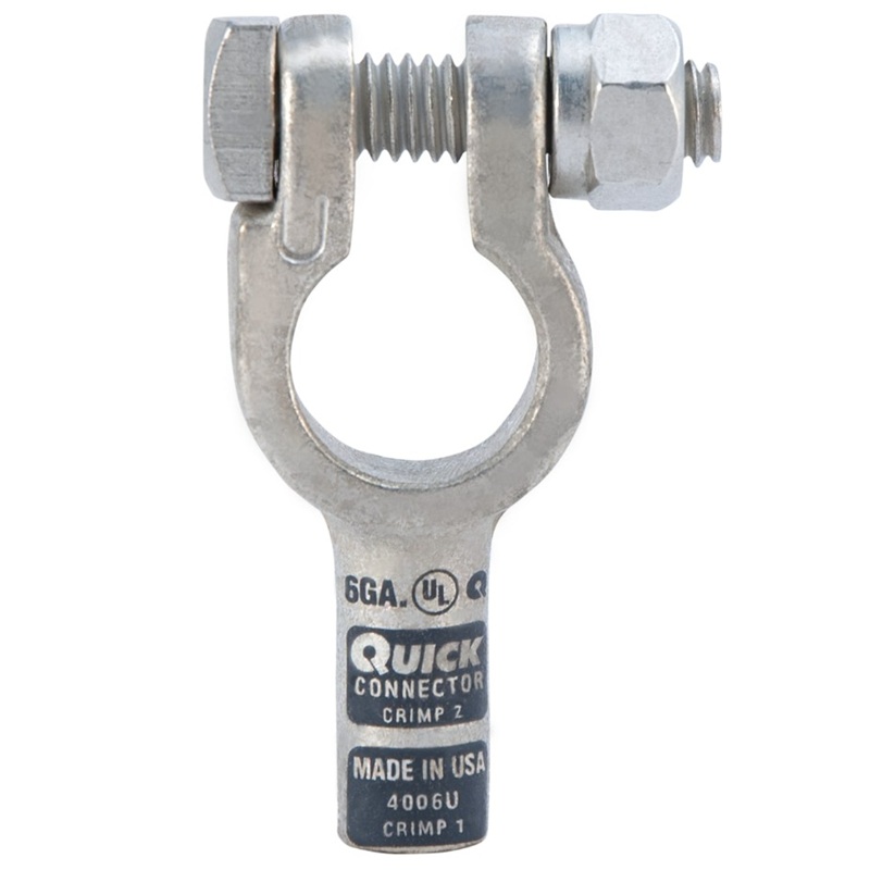 Quick® post battery straight HD terminal 6 GA universal grey tin plated copper