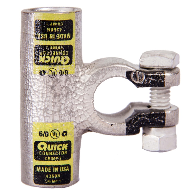 Quick® post battery HD flag connector 250 MCM negative yellow tin plated copper