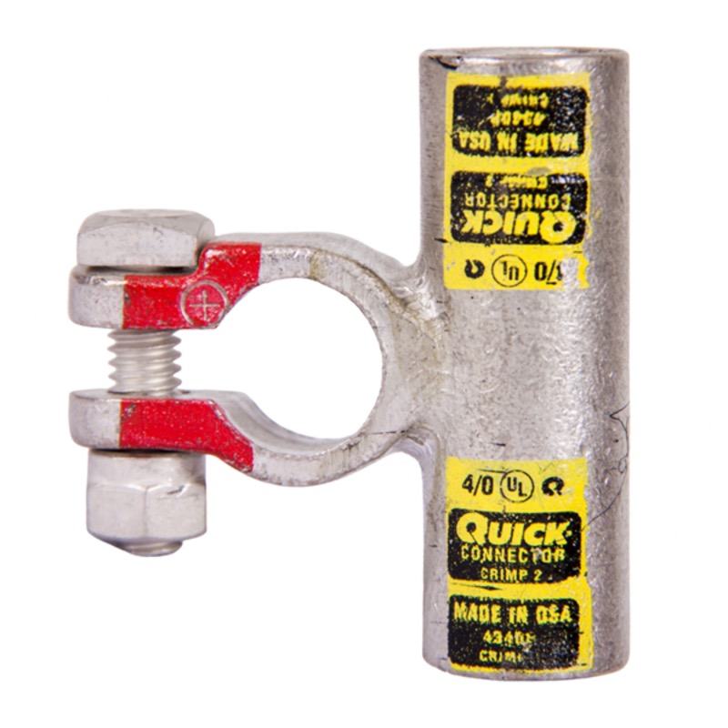 Quick® post battery HD flag connector 4/0 GA positive yellow tin plated copper