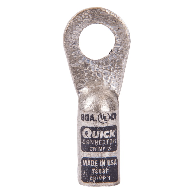 Quick® stud battery straight HD lug 8 GA X 3/8 grey tin plated copper
