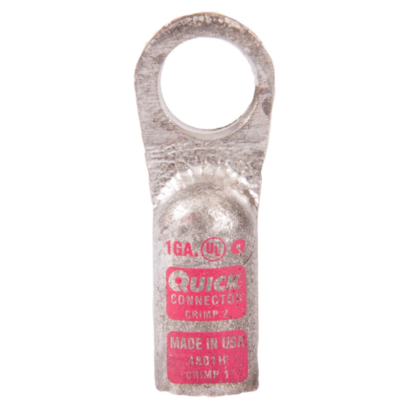Quick® stud battery straight HD lug 1 GA X 1/2 pink tin plated copper