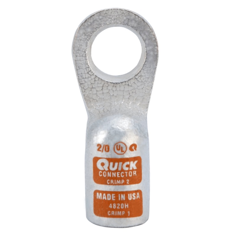 Quick® stud battery straight HD lug 2/0 GA X 1/2 orange tin plated copper