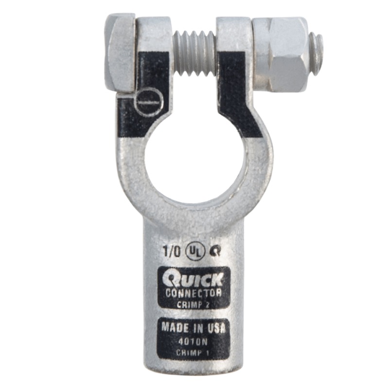 Quick® post battery straight HD terminal 1/0 GA negative black tin plated copper