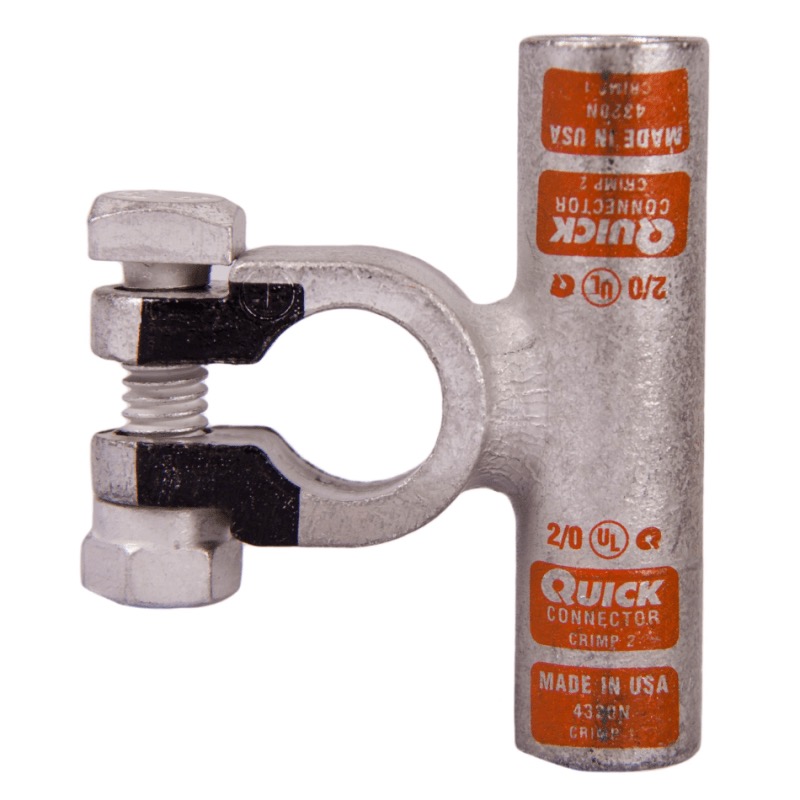 Quick® post battery HD flag connector 2/0 GA negative orange tin plated copper