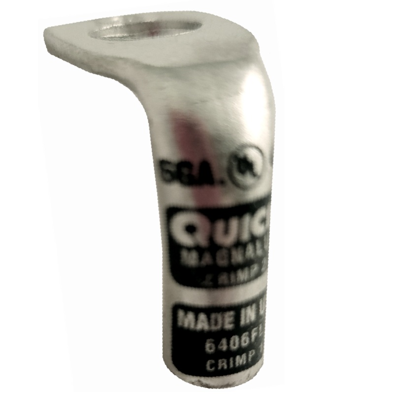Coude 90° extra robuste MagnaLug® pour batterie à bornes filetées 6 GA X 3/8 gris en cuivre étamé