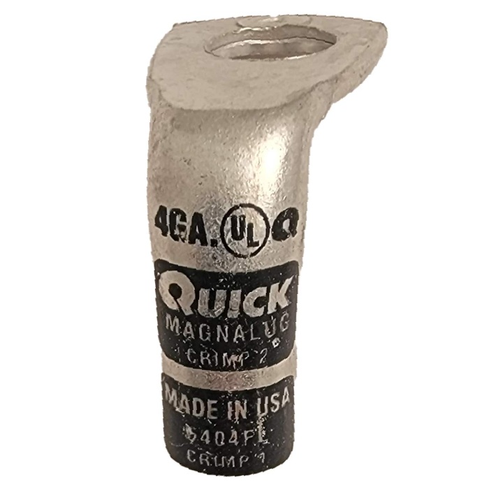 Coude 90° extra robuste MagnaLug® pour batterie à bornes filetées 4 GA X 3/8 gris en cuivre étamé