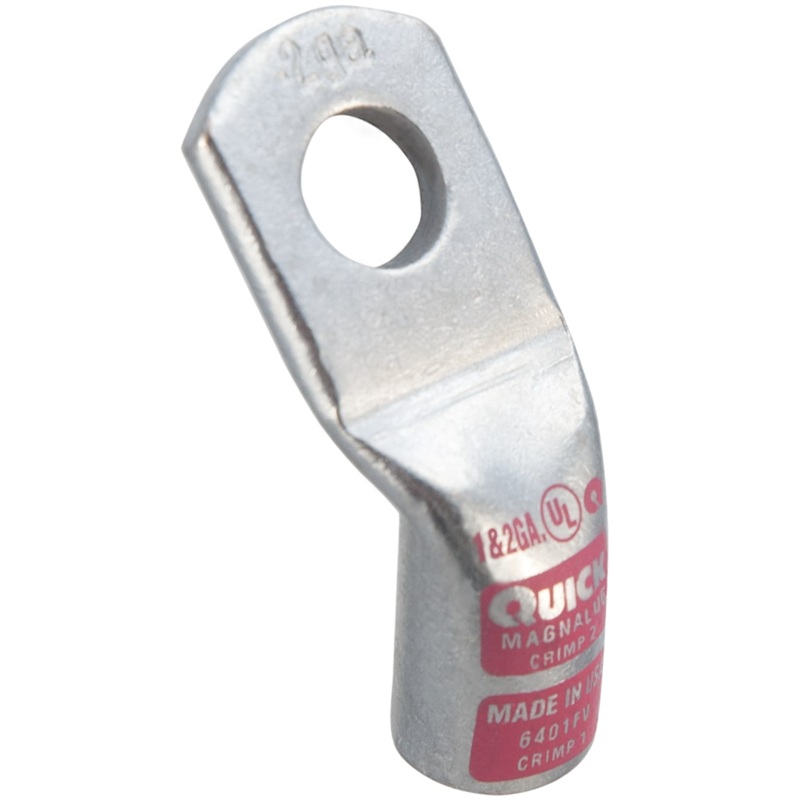 Coude 45° extra robuste MagnaLug® pour batterie à bornes filetées 2-1 GA X 3/8 rose en cuivre étamé
