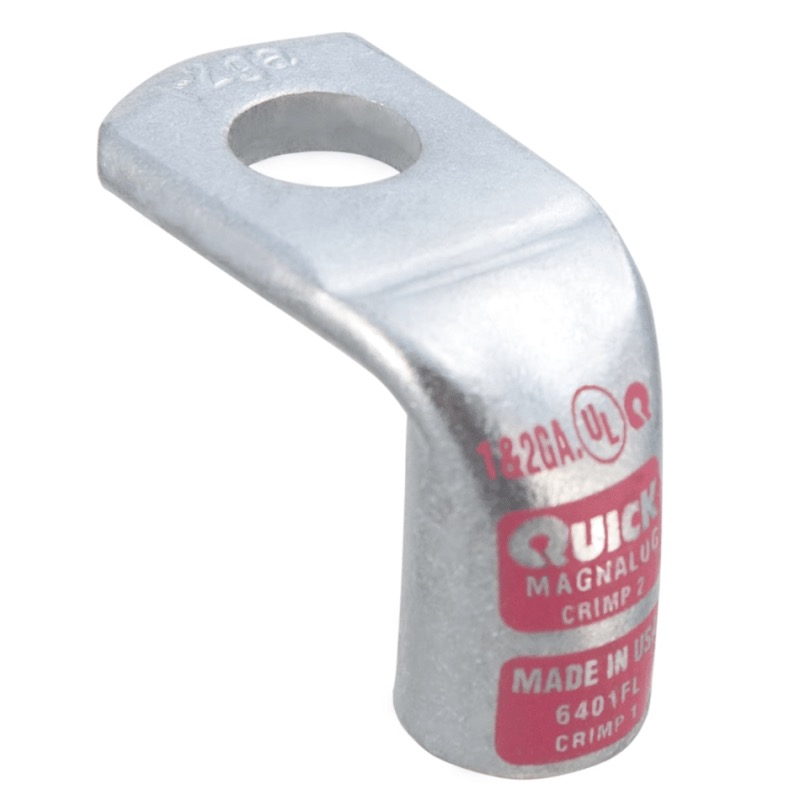 Coude 90° extra robuste MagnaLug® pour batterie à bornes filetées 2-1 GA X 3/8 rose en cuivre étamé