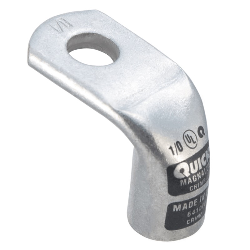 Coude 90° extra robuste MagnaLug® pour batterie à bornes filetées 1/0 GA X 3/8 noir en cuivre étamé