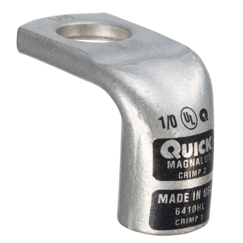 Coude 90° extra robuste MagnaLug® pour batterie à bornes filetées 1/0 GA X 1/2 noir en cuivre étamé