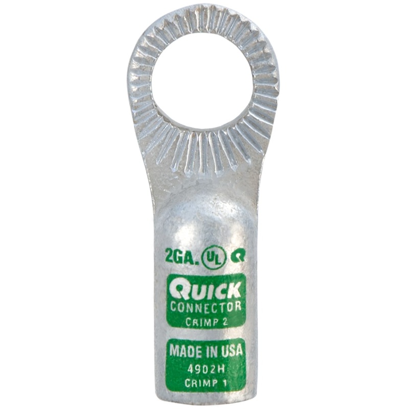 Quick® stud battery straight locking HD lug 2 GA X 1/2 green tin plated copper