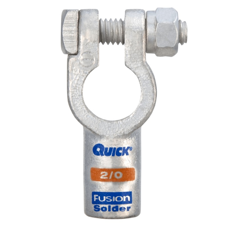 Fusion® post battery straight terminal with preloaded barrel 2/0 GA positive orange tin plated copper