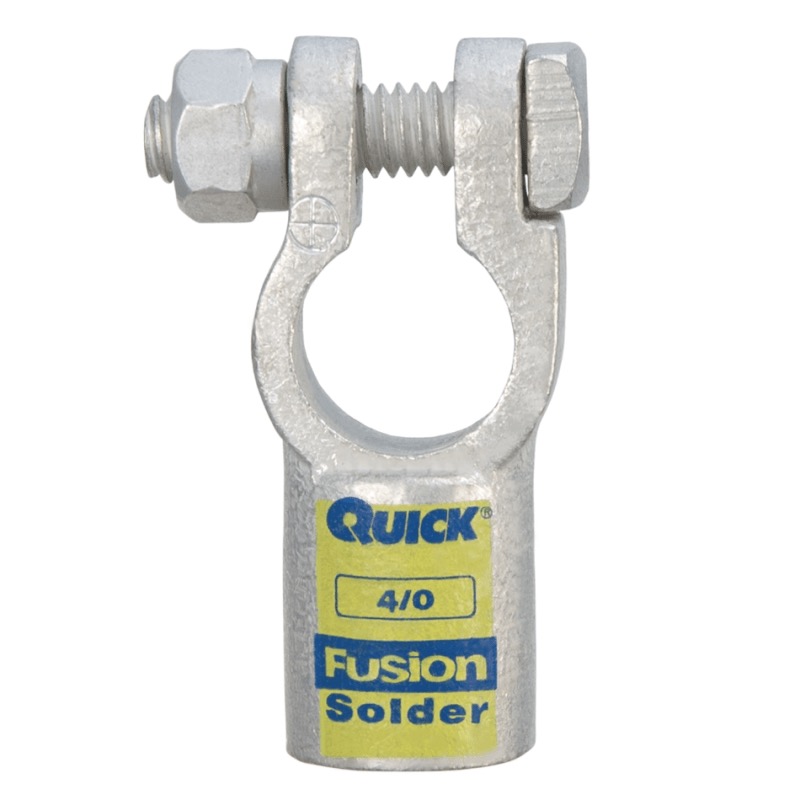 Fusion® post battery straight terminal with preloaded barrel 4/0 GA positive yellow tin plated copper